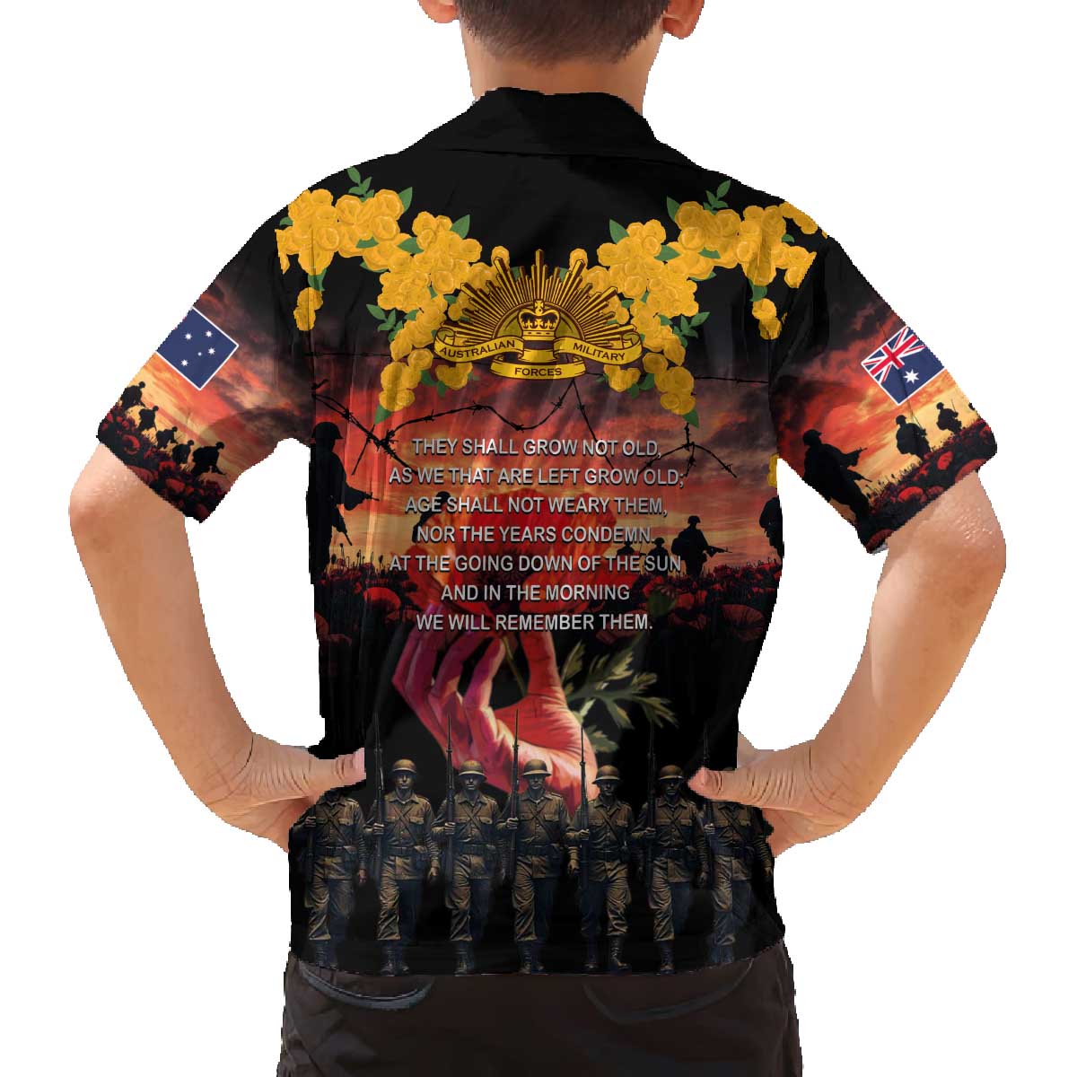 Australia ANZAC Day Family Matching Off The Shoulder Long Sleeve Dress and Hawaiian Shirt Forever in My Thoughts LT03 - Polynesian Pride