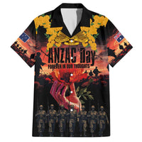 Australia ANZAC Day Family Matching Off The Shoulder Long Sleeve Dress and Hawaiian Shirt Forever in My Thoughts LT03 Dad's Shirt - Short Sleeve Black - Polynesian Pride
