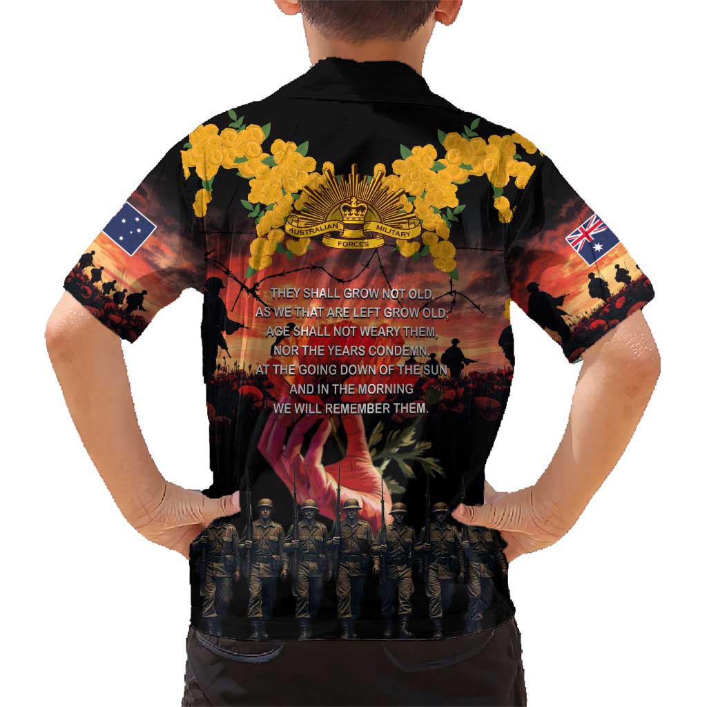 Australia ANZAC Day Family Matching Short Sleeve Bodycon Dress and Hawaiian Shirt Forever in My Thoughts LT03 - Polynesian Pride