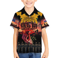 Australia ANZAC Day Family Matching Short Sleeve Bodycon Dress and Hawaiian Shirt Forever in My Thoughts LT03 Son's Shirt Black - Polynesian Pride