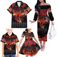 New Zealand ANZAC Day Family Matching Off The Shoulder Long Sleeve Dress and Hawaiian Shirt Forever in My Thoughts LT03 - Polynesian Pride