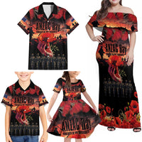 New Zealand ANZAC Day Family Matching Off Shoulder Maxi Dress and Hawaiian Shirt Forever in My Thoughts LT03 - Polynesian Pride