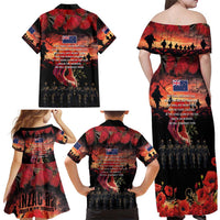 New Zealand ANZAC Day Family Matching Off Shoulder Maxi Dress and Hawaiian Shirt Forever in My Thoughts LT03 - Polynesian Pride