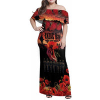 New Zealand ANZAC Day Family Matching Off Shoulder Maxi Dress and Hawaiian Shirt Forever in My Thoughts LT03 Mom's Dress Black - Polynesian Pride