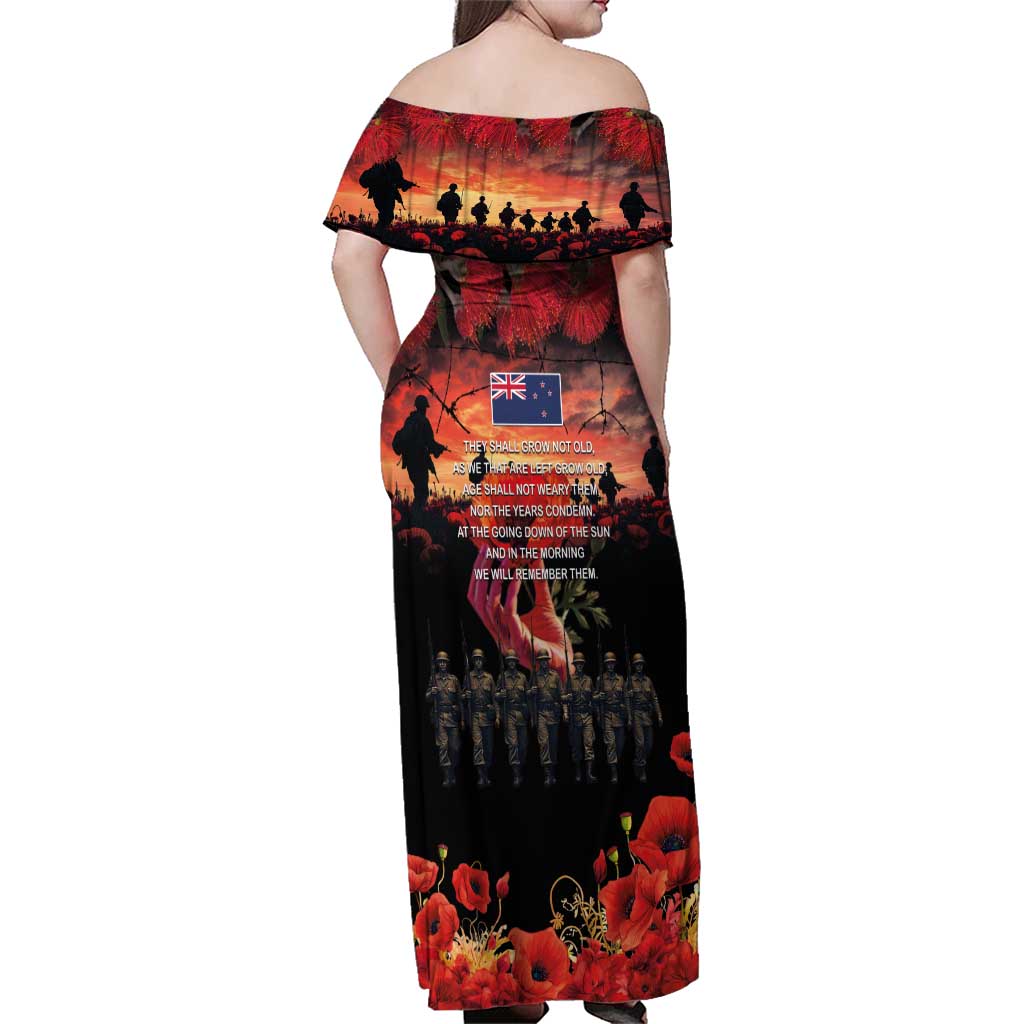 New Zealand ANZAC Day Family Matching Off Shoulder Maxi Dress and Hawaiian Shirt Forever in My Thoughts LT03 - Polynesian Pride