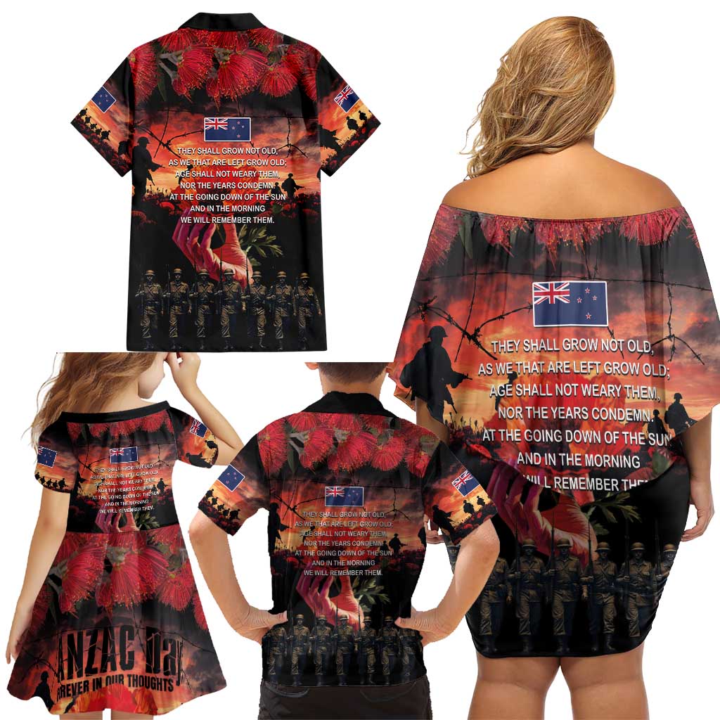 New Zealand ANZAC Day Family Matching Off Shoulder Short Dress and Hawaiian Shirt Forever in My Thoughts LT03 - Polynesian Pride
