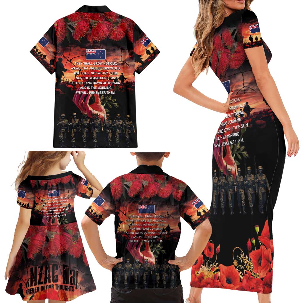 New Zealand ANZAC Day Family Matching Short Sleeve Bodycon Dress and Hawaiian Shirt Forever in My Thoughts LT03 - Polynesian Pride