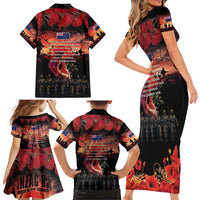 New Zealand ANZAC Day Family Matching Short Sleeve Bodycon Dress and Hawaiian Shirt Forever in My Thoughts LT03 - Polynesian Pride