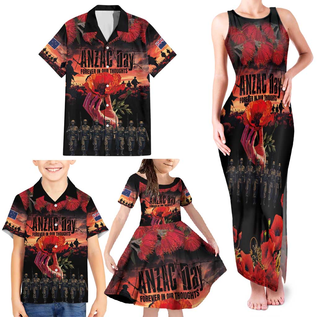 New Zealand ANZAC Day Family Matching Tank Maxi Dress and Hawaiian Shirt Forever in My Thoughts LT03 - Polynesian Pride
