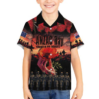 New Zealand ANZAC Day Family Matching Tank Maxi Dress and Hawaiian Shirt Forever in My Thoughts LT03 Son's Shirt Black - Polynesian Pride