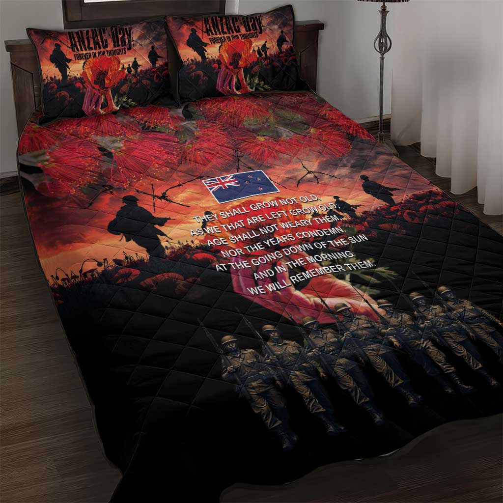 New Zealand ANZAC Day Quilt Bed Set Forever in My Thoughts LT03 Black - Polynesian Pride
