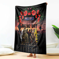 Australia and New Zealand ANZAC Day Blanket Kangaroo and Kiwi Bird Soldier - Forever in My Thoughts