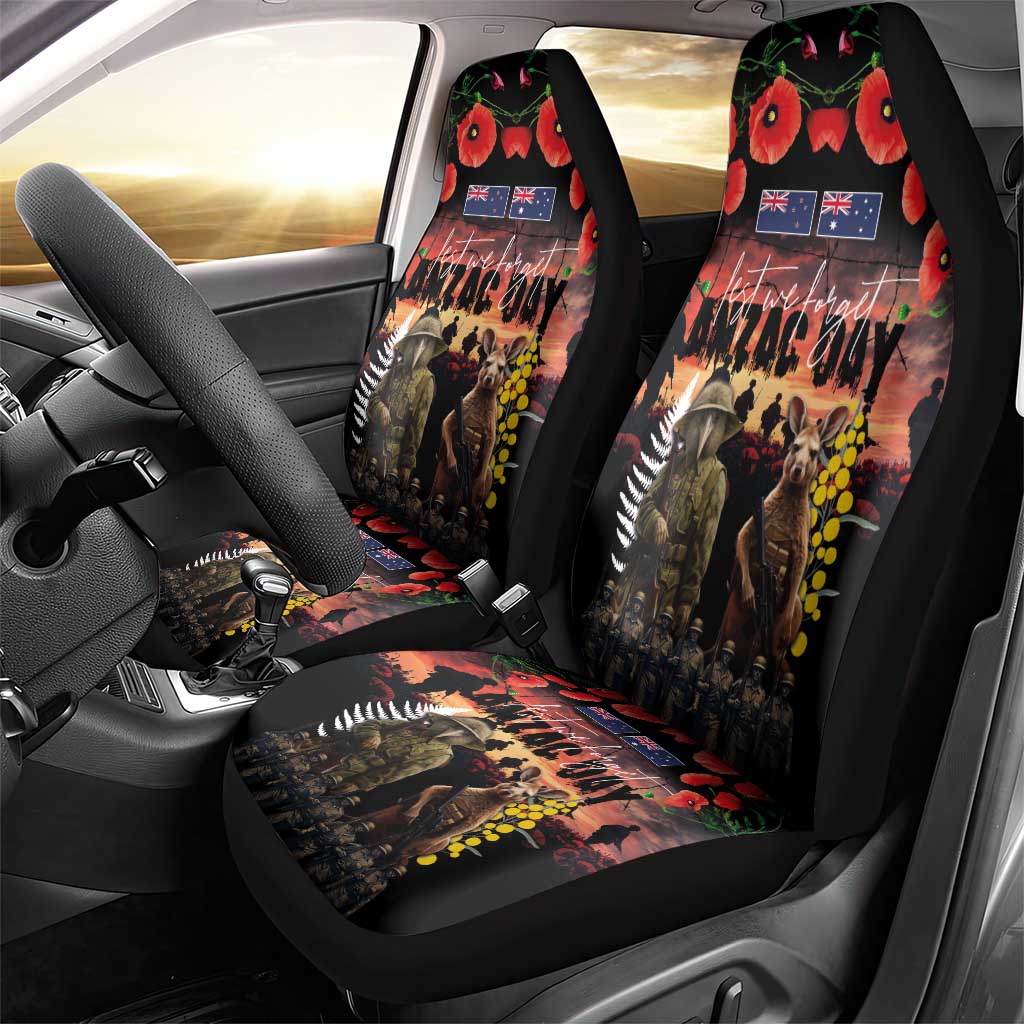 Australia and New Zealand ANZAC Day Car Seat Cover Kangaroo and Kiwi Bird Soldier - Forever in My Thoughts LT03 - Polynesian Pride