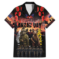 Australia and New Zealand ANZAC Day Family Matching Mermaid Dress and Hawaiian Shirt Kangaroo and Kiwi Bird Soldier - Forever in My Thoughts LT03 Dad's Shirt - Short Sleeve Black - Polynesian Pride