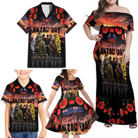 Australia and New Zealand ANZAC Day Family Matching Off Shoulder Maxi Dress and Hawaiian Shirt Kangaroo and Kiwi Bird Soldier - Forever in My Thoughts LT03 - Polynesian Pride