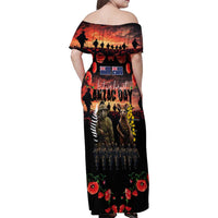 Australia and New Zealand ANZAC Day Family Matching Off Shoulder Maxi Dress and Hawaiian Shirt Kangaroo and Kiwi Bird Soldier - Forever in My Thoughts LT03 - Polynesian Pride
