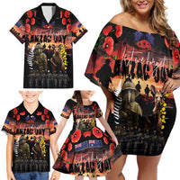 Australia and New Zealand ANZAC Day Family Matching Off Shoulder Short Dress and Hawaiian Shirt Kangaroo and Kiwi Bird Soldier - Forever in My Thoughts LT03 - Polynesian Pride
