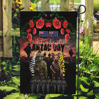 Australia and New Zealand ANZAC Day Garden Flag Kangaroo and Kiwi Bird Soldier - Forever in My Thoughts LT03 Garden Flag Black - Polynesian Pride