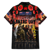 Australia and New Zealand ANZAC Day Hawaiian Shirt Kangaroo and Kiwi Bird Soldier - Forever in My Thoughts LT03 - Polynesian Pride
