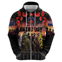 Australia and New Zealand ANZAC Day Hoodie Kangaroo and Kiwi Bird Soldier - Forever in My Thoughts LT03 - Polynesian Pride