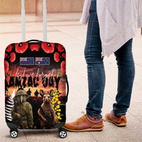 Australia and New Zealand ANZAC Day Luggage Cover Kangaroo and Kiwi Bird Soldier - Forever in My Thoughts LT03 Black - Polynesian Pride
