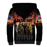 Australia and New Zealand ANZAC Day Sherpa Hoodie Kangaroo and Kiwi Bird Soldier - Forever in My Thoughts LT03 - Polynesian Pride