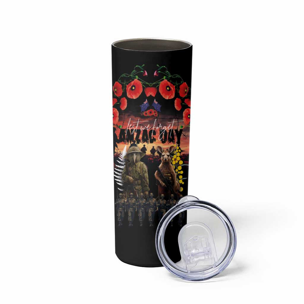 Australia and New Zealand ANZAC Day Skinny Tumbler Kangaroo and Kiwi Bird Soldier Forever in My Thoughts LT03 - Polynesian Pride
