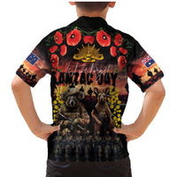 Australia ANZAC Day Family Matching Mermaid Dress and Hawaiian Shirt Kangaroo and Koala Soldier - Forever in My Thoughts LT03 - Polynesian Pride