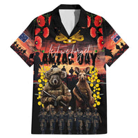 Australia ANZAC Day Family Matching Mermaid Dress and Hawaiian Shirt Kangaroo and Koala Soldier - Forever in My Thoughts LT03 Dad's Shirt - Short Sleeve Black - Polynesian Pride