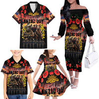 Australia ANZAC Day Family Matching Off The Shoulder Long Sleeve Dress and Hawaiian Shirt Kangaroo and Koala Soldier - Forever in My Thoughts LT03 - Polynesian Pride