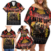 Australia ANZAC Day Family Matching Off Shoulder Short Dress and Hawaiian Shirt Kangaroo and Koala Soldier - Forever in My Thoughts LT03 - Polynesian Pride