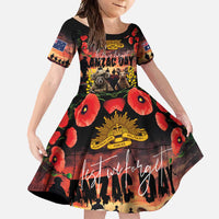 Australia ANZAC Day Family Matching Short Sleeve Bodycon Dress and Hawaiian Shirt Kangaroo and Koala Soldier - Forever in My Thoughts LT03 Daughter's Dress Black - Polynesian Pride