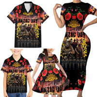 Australia ANZAC Day Family Matching Short Sleeve Bodycon Dress and Hawaiian Shirt Kangaroo and Koala Soldier - Forever in My Thoughts LT03 - Polynesian Pride
