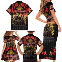 Australia ANZAC Day Family Matching Short Sleeve Bodycon Dress and Hawaiian Shirt Kangaroo and Koala Soldier - Forever in My Thoughts LT03 - Polynesian Pride