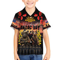 Australia ANZAC Day Family Matching Short Sleeve Bodycon Dress and Hawaiian Shirt Kangaroo and Koala Soldier - Forever in My Thoughts LT03 Son's Shirt Black - Polynesian Pride