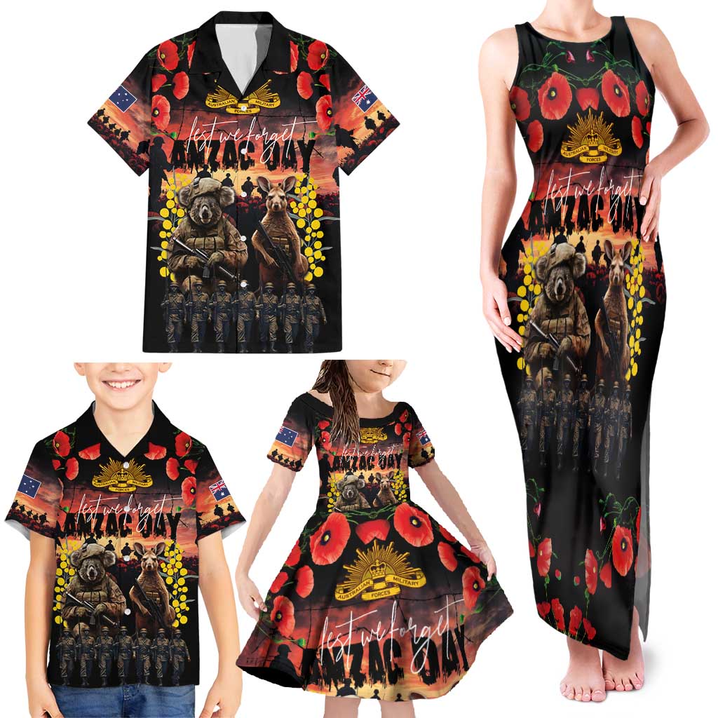 Australia ANZAC Day Family Matching Tank Maxi Dress and Hawaiian Shirt Kangaroo and Koala Soldier - Forever in My Thoughts LT03 - Polynesian Pride