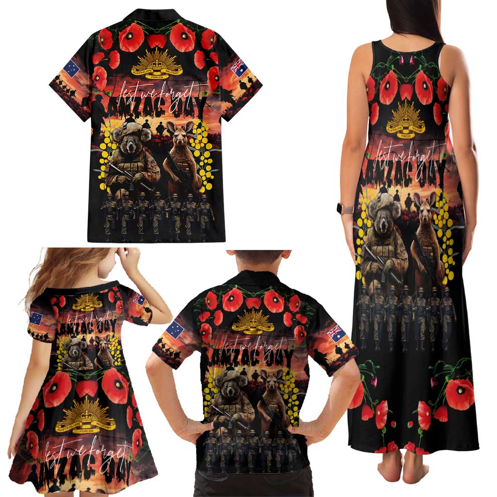 Australia ANZAC Day Family Matching Tank Maxi Dress and Hawaiian Shirt Kangaroo and Koala Soldier - Forever in My Thoughts LT03 - Polynesian Pride
