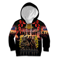 Australia ANZAC Day Kid Hoodie Kangaroo and Koala Soldier - Forever in My Thoughts LT03 Hoodie Black - Polynesian Pride