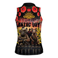 Australia ANZAC Day Women Sleeveless Polo Shirt Kangaroo and Koala Soldier - Forever in My Thoughts