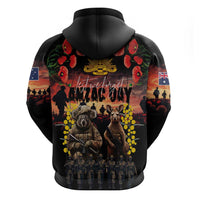 Australia ANZAC Day Zip Hoodie Kangaroo and Koala Soldier - Forever in My Thoughts LT03 - Polynesian Pride