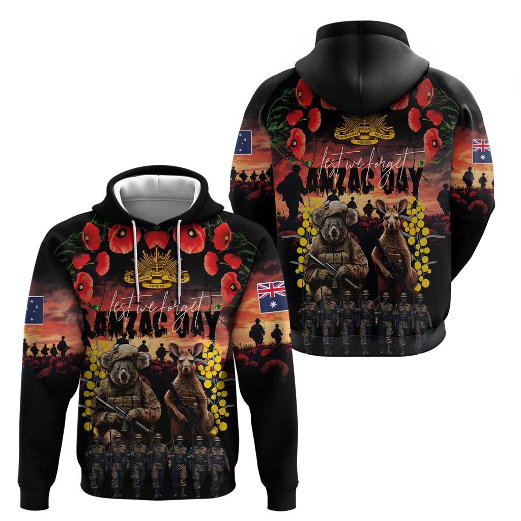 Australia ANZAC Day Zip Hoodie Kangaroo and Koala Soldier - Forever in My Thoughts LT03 - Polynesian Pride