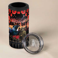 New Zealand ANZAC Day 4 in 1 Can Cooler Tumbler Tui Bird and Kiwi Bird Soldier Forever in My Thoughts LT03 - Polynesian Pride