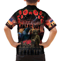New Zealand ANZAC Day Family Matching Long Sleeve Bodycon Dress and Hawaiian Shirt Tui Bird and Kiwi Bird Soldier - Forever in My Thoughts LT03 - Polynesian Pride