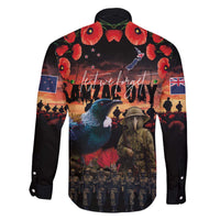 New Zealand ANZAC Day Family Matching Off The Shoulder Long Sleeve Dress and Hawaiian Shirt Tui Bird and Kiwi Bird Soldier - Forever in My Thoughts LT03 - Polynesian Pride