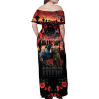 New Zealand ANZAC Day Family Matching Off Shoulder Maxi Dress and Hawaiian Shirt Tui Bird and Kiwi Bird Soldier - Forever in My Thoughts LT03 - Polynesian Pride