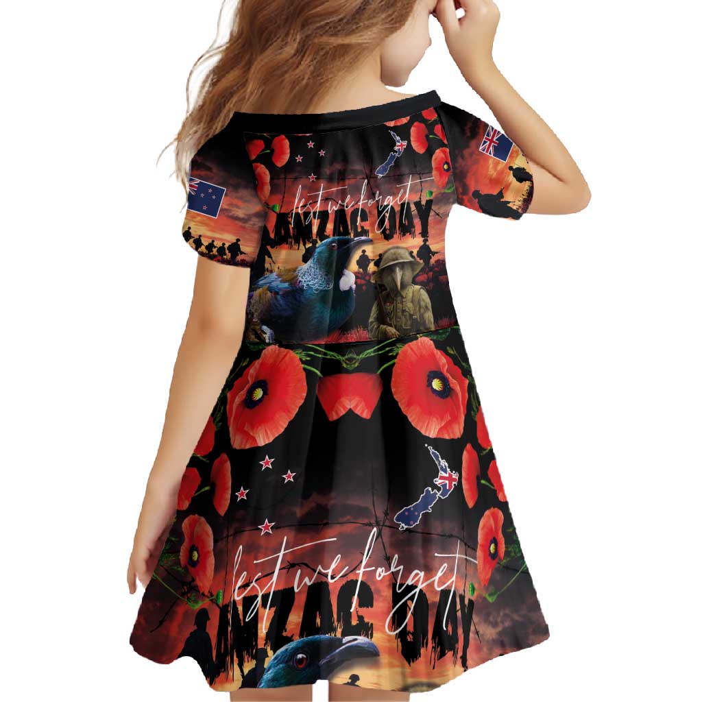 New Zealand ANZAC Day Family Matching Summer Maxi Dress and Hawaiian Shirt Tui Bird and Kiwi Bird Soldier - Forever in My Thoughts LT03 - Polynesian Pride