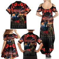 New Zealand ANZAC Day Family Matching Summer Maxi Dress and Hawaiian Shirt Tui Bird and Kiwi Bird Soldier - Forever in My Thoughts LT03 - Polynesian Pride