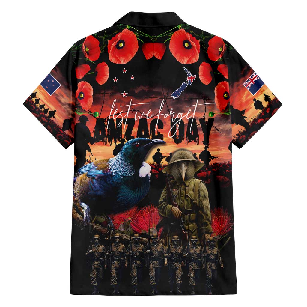 New Zealand ANZAC Day Family Matching Tank Maxi Dress and Hawaiian Shirt Tui Bird and Kiwi Bird Soldier - Forever in My Thoughts LT03 - Polynesian Pride