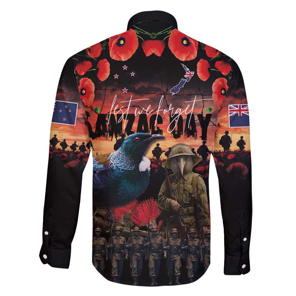 New Zealand ANZAC Day Family Matching Tank Maxi Dress and Hawaiian Shirt Tui Bird and Kiwi Bird Soldier - Forever in My Thoughts LT03 - Polynesian Pride
