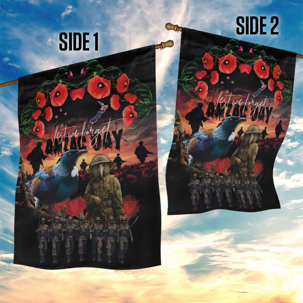 New Zealand ANZAC Day Garden Flag Tui Bird and Kiwi Bird Soldier - Forever in My Thoughts LT03 - Polynesian Pride